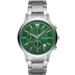 Emporio Armani Men’s Renato Chronograph - Emerald Green Dial & Silver Steel | AR11507