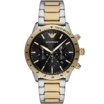 Emporio Armani Men’s Mario Bicolor Chronograph - Silver & Black Steel | AR11521