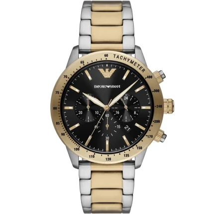 Emporio Armani Men’s Mario Bicolor Chronograph - Silver & Black Steel | AR11521