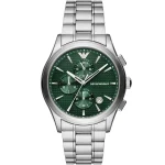 Emporio Armani Men’s Paolo Chronograph - Sunray Green Dial & Silver Steel | AR11529