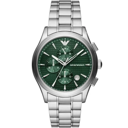 Emporio Armani Men’s Paolo Chronograph - Sunray Green Dial & Silver Steel | AR11529