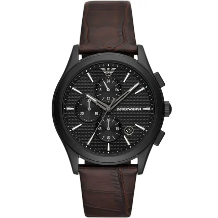 Emporio Armani Men’s Chronograph - Black Dial & Cognac Brown Leather | AR11549