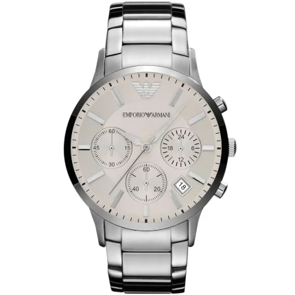 Emporio Armani Men’s Renato Large - Cream White Dial & Silver Steel | AR2458