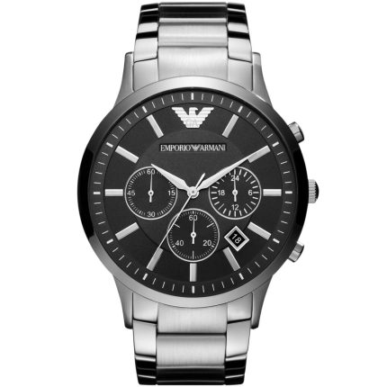 Emporio Armani Men’s Renato XL Chronograph - Black Dial & Silver Steel | AR2460
