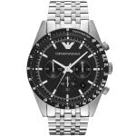 Emporio Armani Men’s Tazio X-Large Chronograph - Black Dial & Silver Steel | AR5988