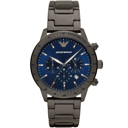 Emporio Armani Men’s Mario Chronograph Set - Blue Dial & Gunmetal Steel | AR80045