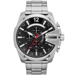 Diesel Mega Chief Men’s Chronograph – Silver Steel & Black Dial (51mm)