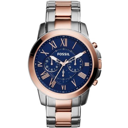 Fossil Grant Men’s Two-Tone Chronograph - Blue Dial & Rose Gold Accents | FS5024