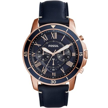 Fossil Grant Men’s Chronograph Watch - Navy Blue Dial & Blue Leather | FS5237