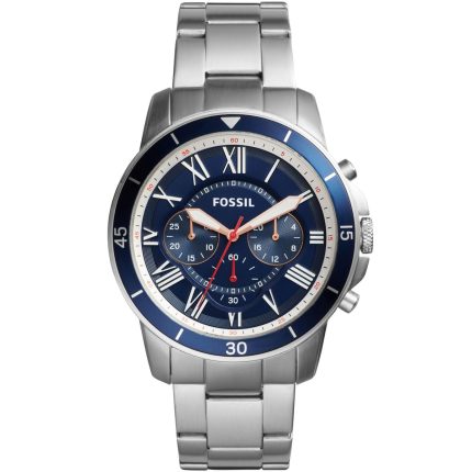 Fossil Grant Men’s Chronograph Watch - Blue Dial & Silver Steel Bracelet | FS5238