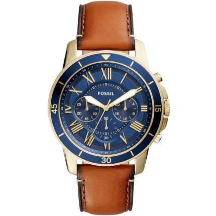 Fossil Grant Sport Men’s Chronograph - Blue Dial & Light Brown Leather | FS5268