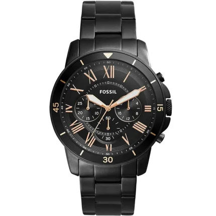 Fossil Grant Men’s All-Black Chronograph - Black Steel Bracelet | FS5374