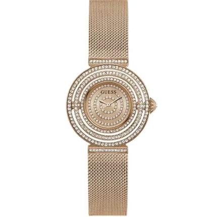 Guess Dream Ladies’ Watch – Rose Gold Sunray Dial & Slim Mesh (32mm)