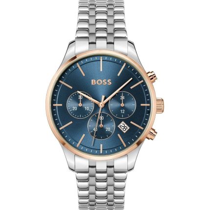 Hugo Boss Avery Men’s Chronograph – Blue Dial & Rose Gold Accents