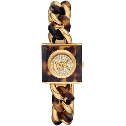 Michael Kors Ladies’ MK Chain Lock – Gold & Brown Enamel (25mm)