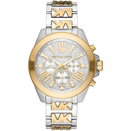 Michael Kors Ladies’ Wren Chronograph – Two-Tone Logo-Etched Bracelet (44mm)
