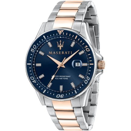 Maserati Sfida Men’s Sport Luxury Watch – Blue Dial & Two-Tone Stainless Steel (44mm)