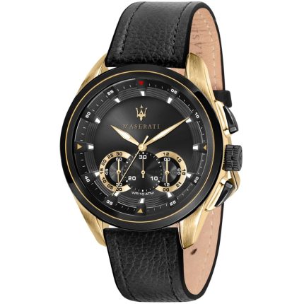 Maserati Traguardo Men’s Chronograph – 45mm Black Dial & Racing Leather