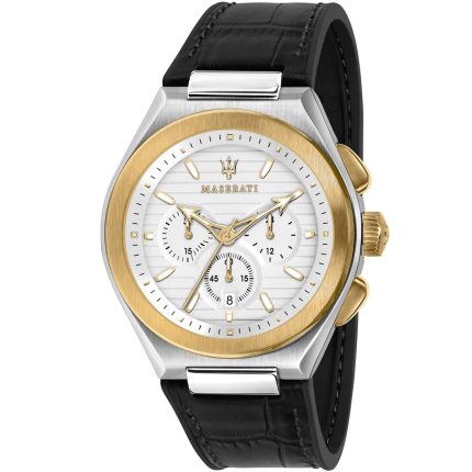 Maserati Triconic Men’s Sport Chronograph – White Dial & Black Rubber (43mm)