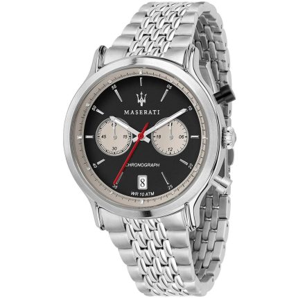 Maserati Legend Men’s Slim Chronograph – Black Dial & Silver Steel (42mm)