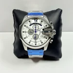 Diesel Mega Chief Men’s Chronograph – Silver & Electric Blue (51mm)