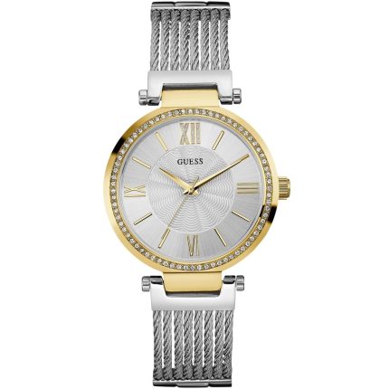 Guess Soho Ladies’ Watch – Silver Sunray Dial & Bangle Bracelet (36mm)