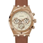 Guess Men’s Multi-Function - 44mm Off-White Dial & Brown Leather | GW0262G3