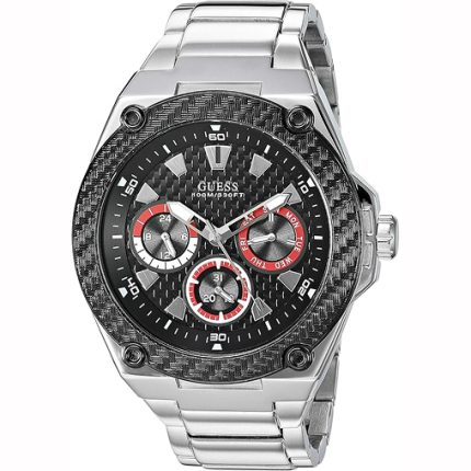 Guess Men’s Legacy - 45mm Carbon Fiber Look & Silver Steel | U1305G1
