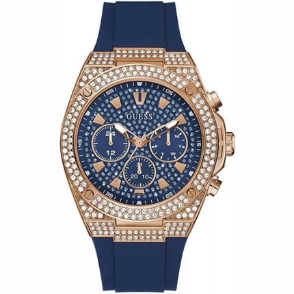 Guess Men’s "Integrated" Sport - 45mm All-Navy Blue & Rose Gold | GW0060G3