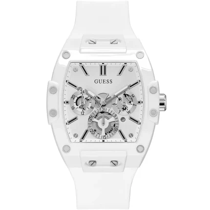 Guess Men’s Phoenix - 43mm White Dial & Silicone Strap | GW0203G2