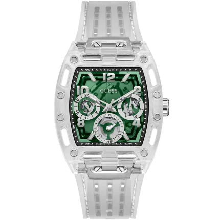 Guess Men’s Phoenix - 41mm Green Dial & Transparent Silicone | GW0499G8