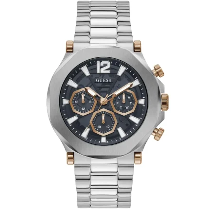 Guess Men’s Edge - 46mm Black Dial & Silver Steel | GW0539G1