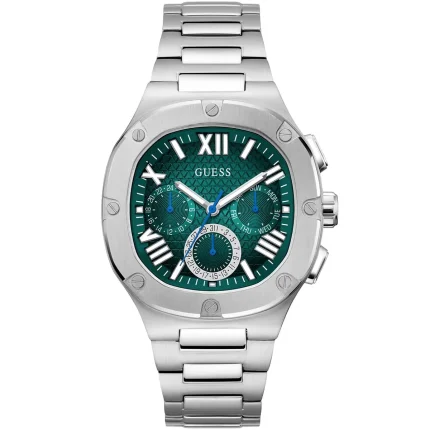 Guess Men’s Headline - 42mm Green Dial & Silver Steel | GW0572G6