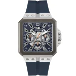 Guess Men’s LEO - 42mm Navy Square Dial & Silicone Strap | GW0637G1
