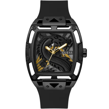 Guess Men’s Legend - 44mm Black Skeleton Dial & Clear Case | GW0648G1