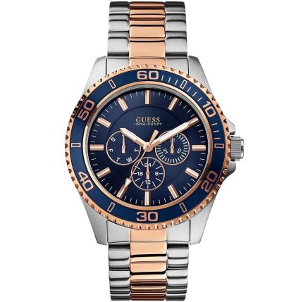 Guess Men’s Chaser - 44mm Blue Dial & Two-Tone Rose Gold Steel | W0172G3