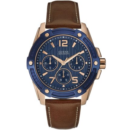 Guess Men’s Flagship - 45mm Blue Dial & Brown Leather | W0600G3