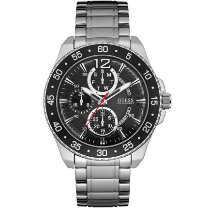 Guess Men’s Jet - 46mm Black Dial & Silver Steel | W0797G2