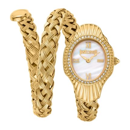 Just Cavalli Women’s Heritage - 23mm Yellow Gold & Antique White Oval | JC1L305M